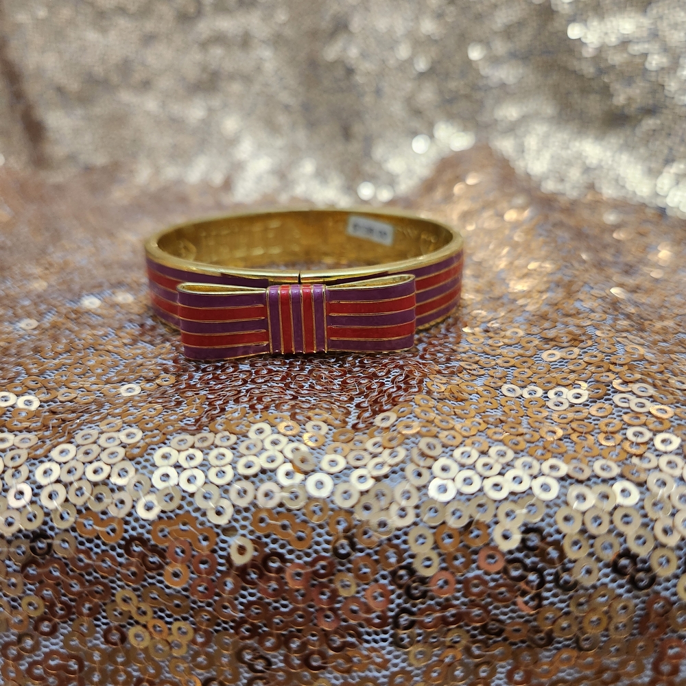 Coach Red And Purple Bow Goldtone Bracelet
